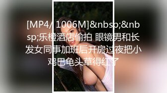 [MP4/ 1006M]&nbsp;&nbsp;乐橙酒店偷拍 眼镜男和长发女同事加班后开房过夜把小鸡巴龟头草得红了